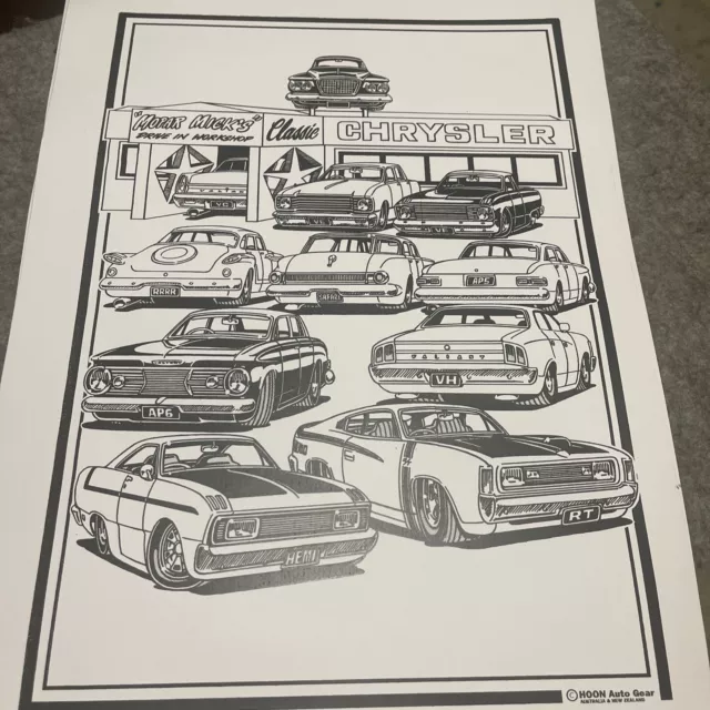 vintage Valiant Chrysler print Drawing Poster Dodge AP5 AP6 R MODEL HEMI CHARGER