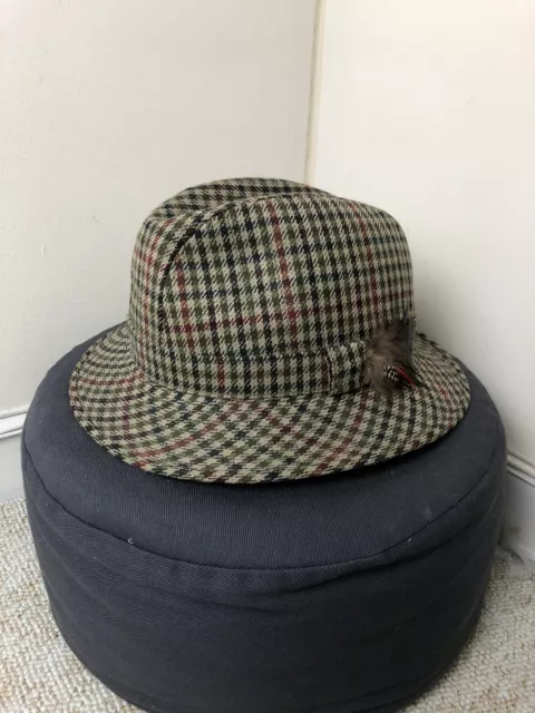 Vintage Christys of London Trilby Hat Green Wool Size 7