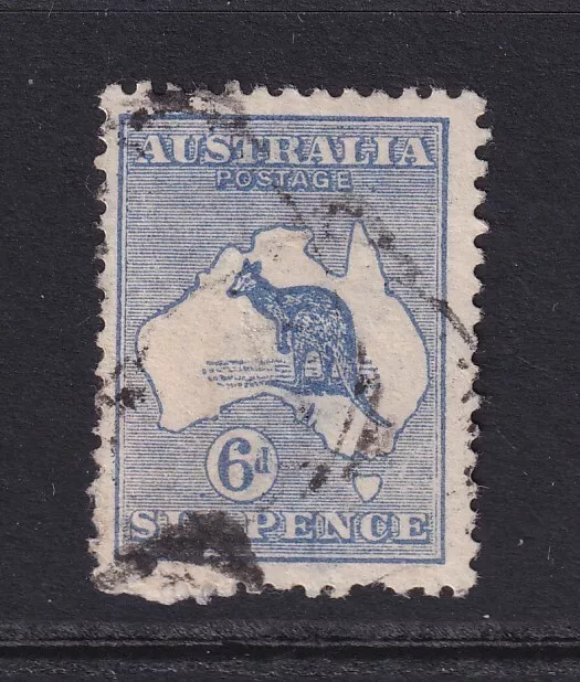 AUSTRALIA Kangaroo.... 1915 2nd wmk.  6d blue  used (thinning)