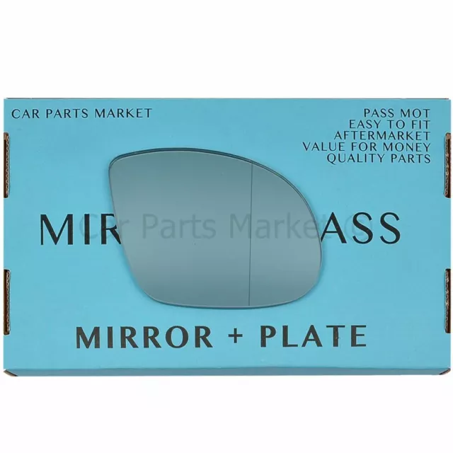 For BMW M3 E36 92-99 Right Driver side Aspheric Blue wing mirror glass +plate