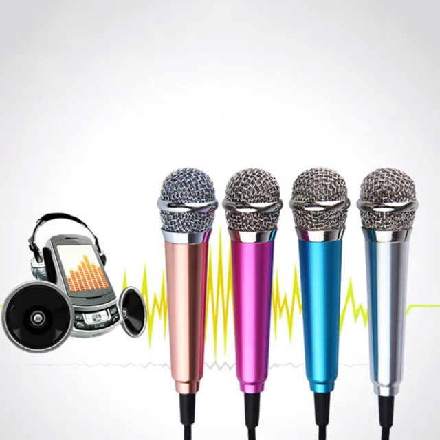 3.5mm Mini Condenser Microphone Phone Karaoke Mic with Stand for iPhone Android