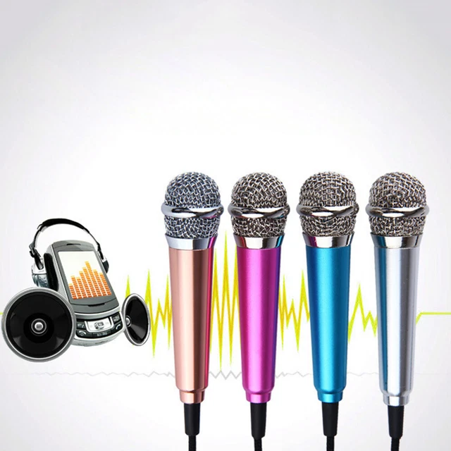 3.5mm Mini Condenser Microphone Phone Karaoke Mic with Stand for iPhone Android