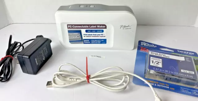 Brother P-Touch PT-2430PC PC Connectable Label Maker W/ AC Adapter 2 Tapes WORKS