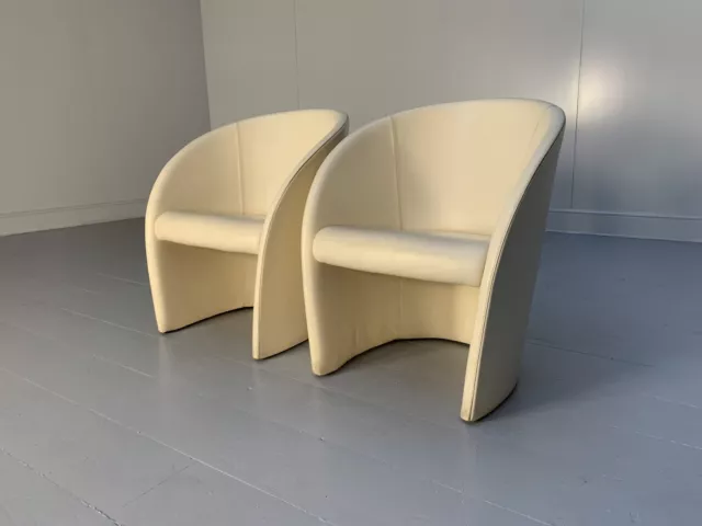 Pair of Poltrona Frau "Intervista" Armchairs -  In "Nest" Ivory Leather - RRP...