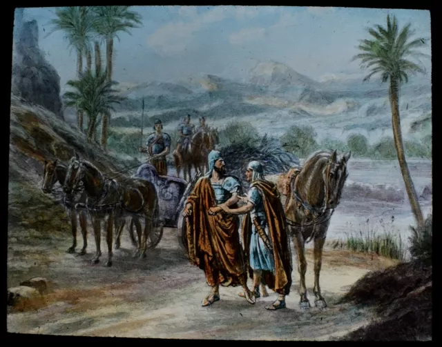 Magic Lantern Slide NAAMAN ANGRY C1910 ILLUSTRATION RELIGION ELIJAH