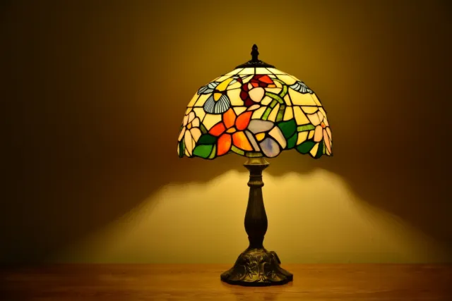 Handmade Stained Glass Hummingbird Tiffany Style Table Lamp Accent Lamp H 18" 2