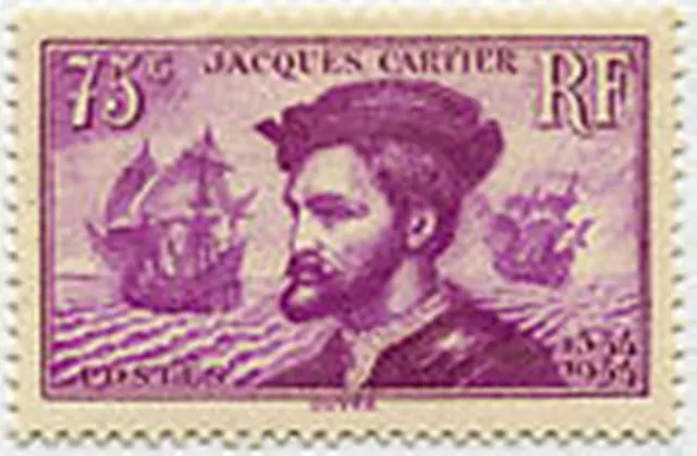 FRANCE STAMP TIMBRE YVERT N° 296 " JACQUES CARTIER AU CANADA 75c " NEUF xx TTB