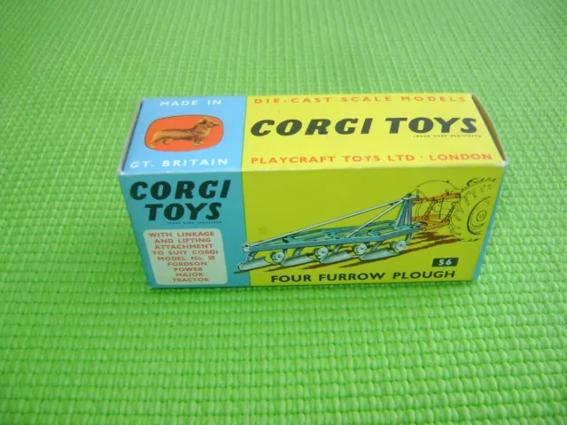 Corgi Toys 56 Boite Vide D'origine Four Furrow Plough-Empty Box