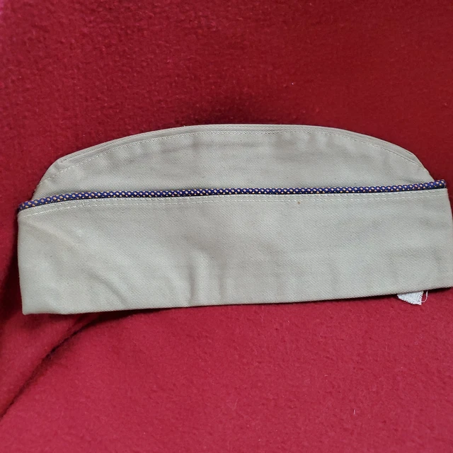 Vintage Men's Army Khaki Blue/Gold Military Garrison Cap (18a21)