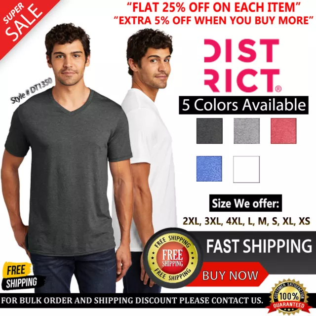 District Mens Perfect Tri-Blend Soft Comfort Casual V-Neck T-Shirt - DT1350