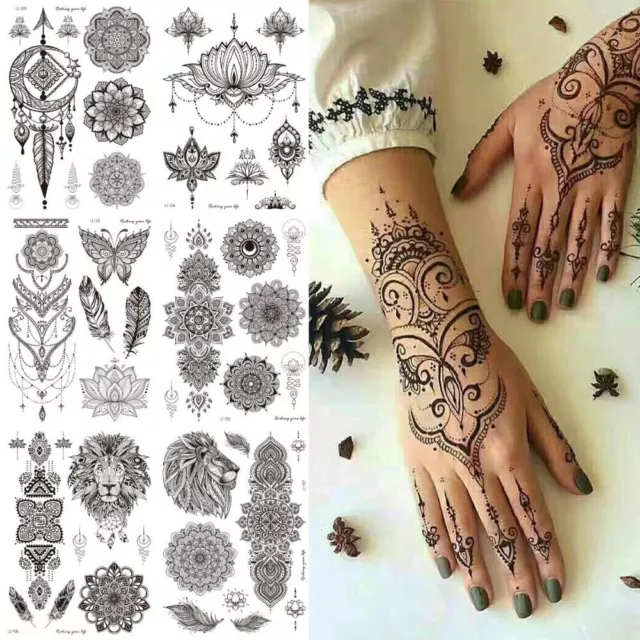 Hand Kids Black Tattoo Stickers Temporary Tattoo Body Art Sticker Henna Tattoo