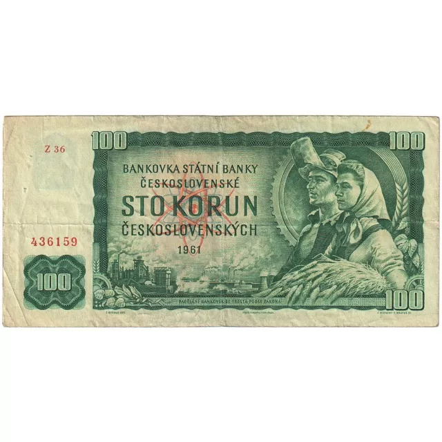 [#636138] Billet, Tchécoslovaquie, 100 Korun, 1961, KM:91c, TB+