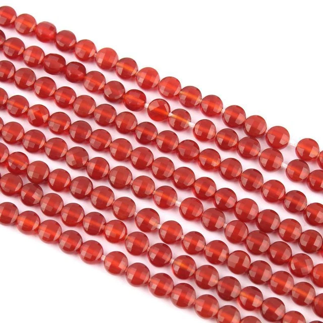 AAA Foncé Cornaline Pierre 3mm-4mm Pièce Forme Checker Coupe Facettes Perle 33cm