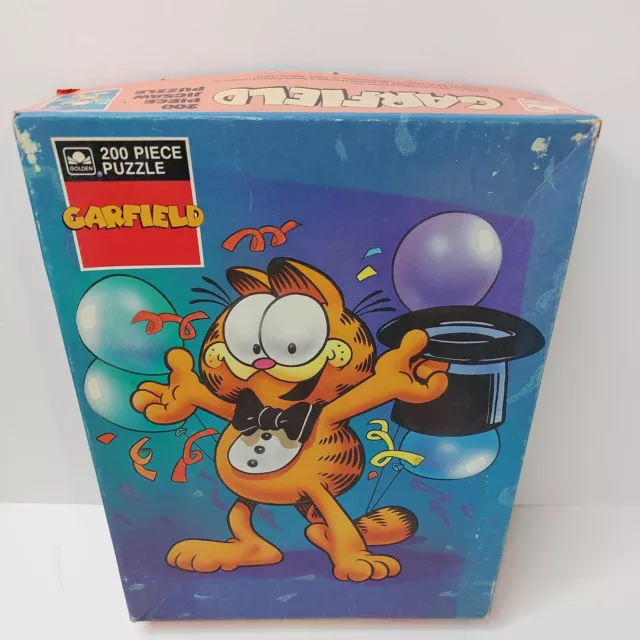 Garfield Cat 200 Piece Jigsaw Puzzle Golden 4860 Complete 1978 Top Hat Balloons 2