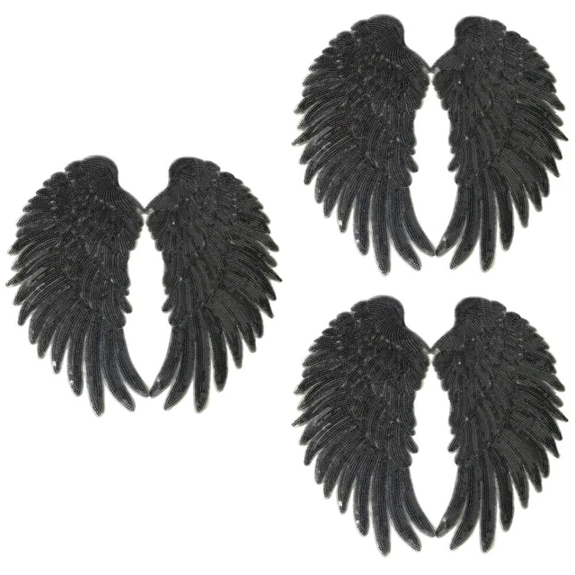 3 Paare bestickte Paillettenflügel Flecken DIY bestickte Motiv Applique