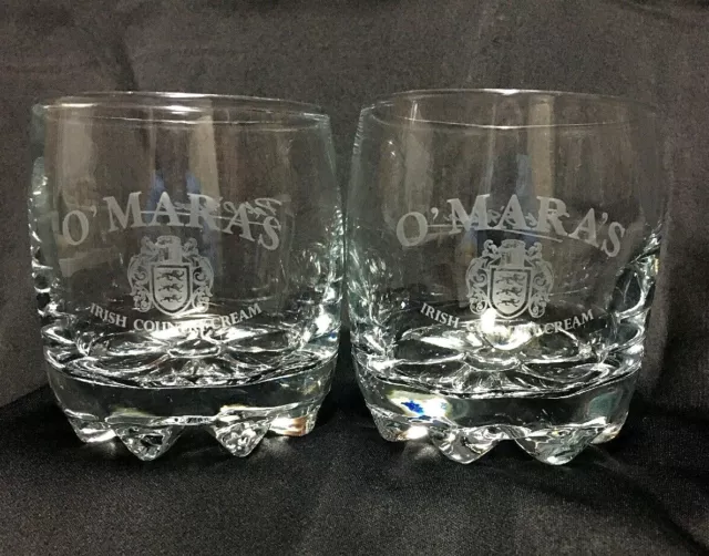 O'Mara's Irish Country Cream Glasses, Logo and Pat O'Mara's Signature Set of 2