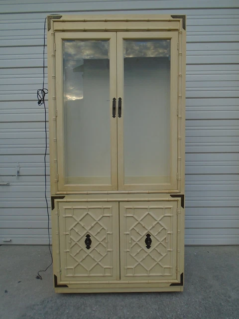 Fretwork Faux Bamboo China Cabinet Hutch Campaigner Regency Chinese Chippendale Fretwork Faux Bamboo China Cabinet Hutch Campaigner Regency Chinese Chippendale