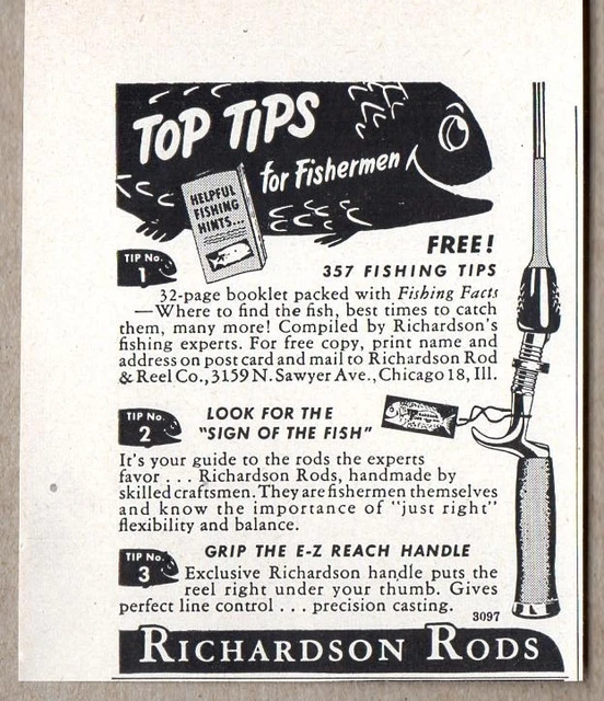 1950 Print Ad Richardson Rods Fishing Rods Chicago,IL