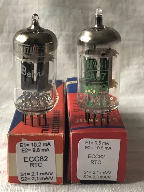 ECC82, 12au7 RTC Radiotechnique, long matched pair Tube, lampe, Röhre, Valve