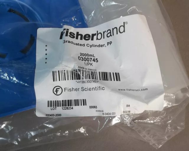 New Fisherbrand 2000ml Graduated Cylinder Polypropylene # 0300745 2