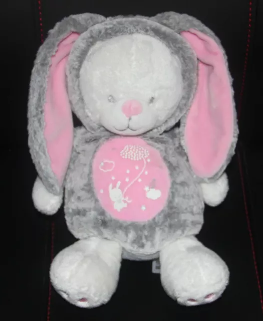 doudou peluche ours déguisé lapin gris rose luminescent mots d'enfant  état neuf