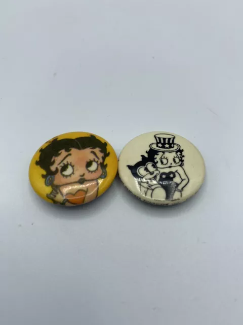 Lot of 2 BETTY BOOP Different Vintage Pin Button Pinback by Lisa Frank Tuscon