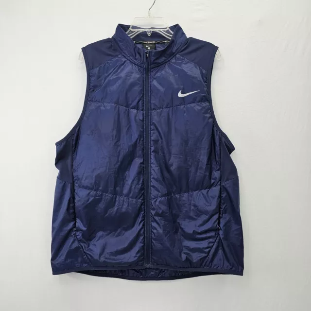 Nike Men's Running Vest Jacket Poly Fill Full Zip Navy  689475-410 Size XL