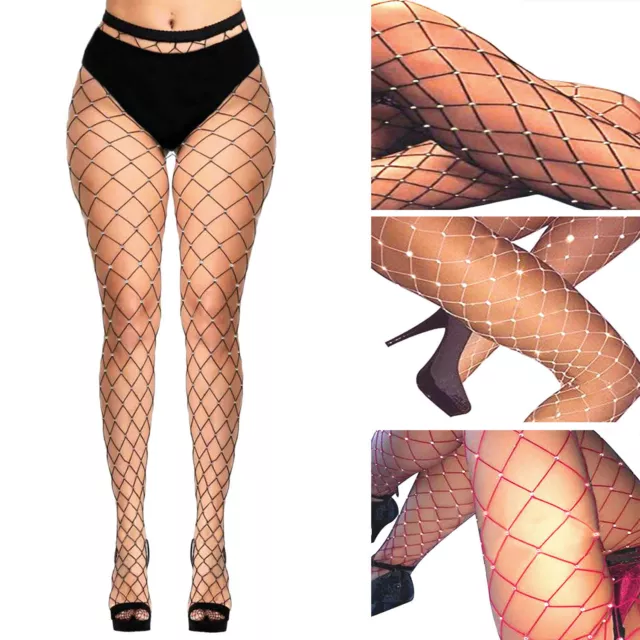 Diamante Fishnet Tights in Black