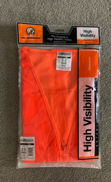 New ML Kishigo Class 2 Reflective Construction Safety Vest w/ Pockets Orange $49