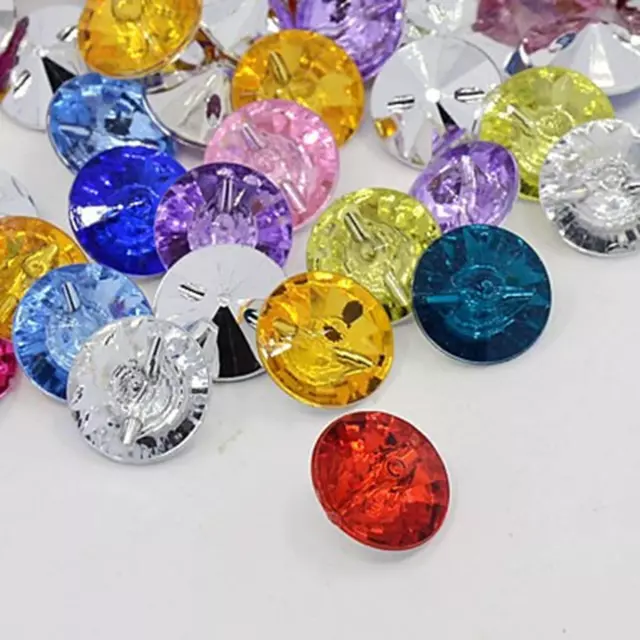 25 to 200 Round Acrylic 15mm Diamond Rhinestone Faux Sewing Crafts Bling Buttons