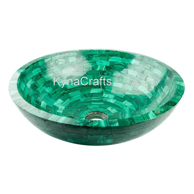 53.3cm Lavabo Superposées Avec Malachite Pierre Marbre Blanc Décorative Évier