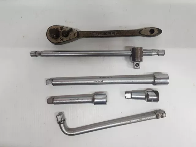 Vintage Sidchrome Ratchet And Extension Bars 1/2" Drive