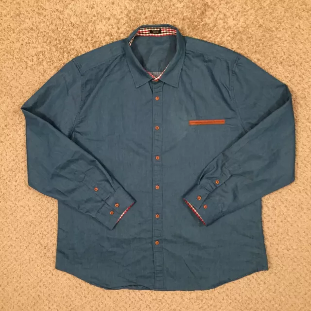 Coofandy Button Up Shirt Mens XXXL Blue Long Sleeve