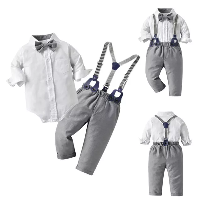 Baby Jungen Gentleman Kleidung Langarm Strampler Anzug Smoking Hochzeit Outfits