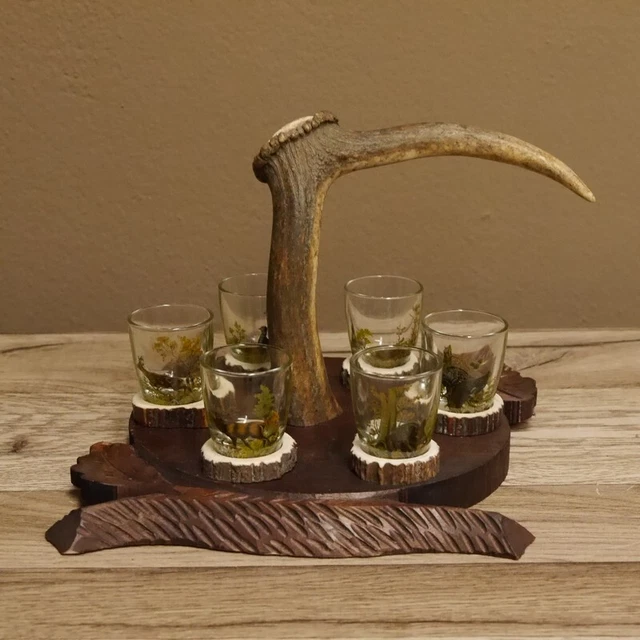 Aguardiente Proveedor Tallado Schnapsbrett H17 CM Gamo Barra Cornamenta Asa 2