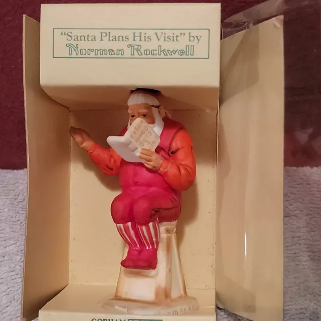Vtg 1980 Gorham Norman Rockwell Santa Plans His Visit Christmas Ceramic Figurine