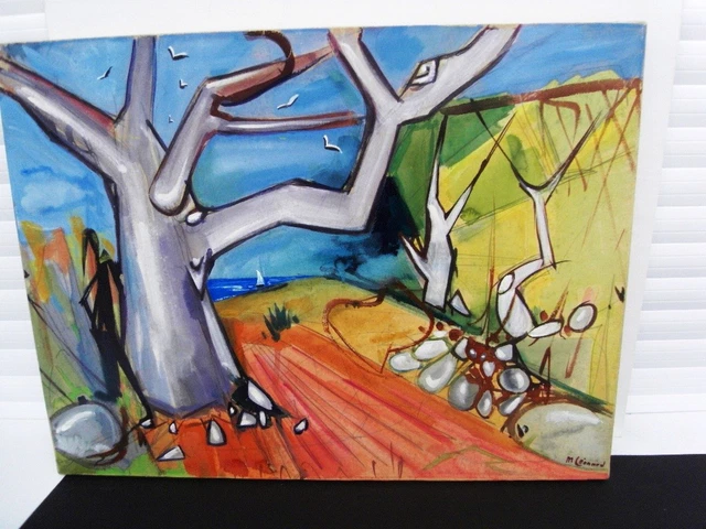 LEONARD Maurice -L'ARBRE SECULAIRE -HUILE/TECH.MIXTE S/ PAPIER MAROUFLE S/T-1956