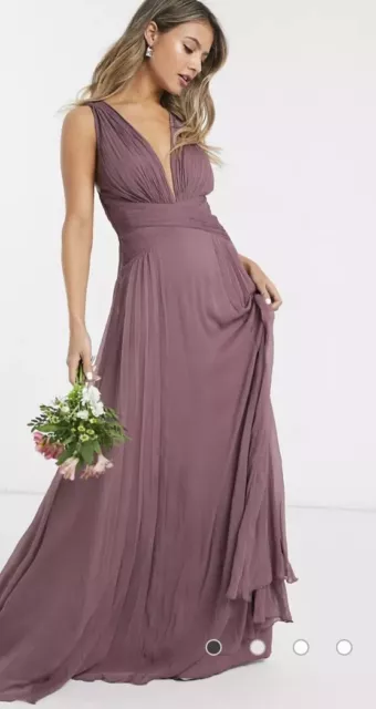 ASOS DESIGN BRIDESMAID Ruched Bodice Drape Maxi Dress Wrap Waist Blush Sz  US 4 $38.00 - PicClick
