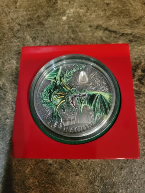 Palau 9999 Silver 2oz Green Dragon Mythical Creatures Ultra High Relief Niue