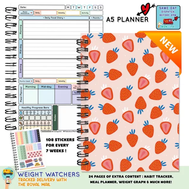 Diät Ernährungstagebuch WEIGHT WATCHERS Planer Tracker Logbuch Journal WW-ERDBEERE