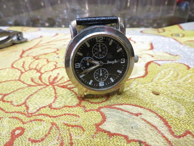 Montre Ancienne Chrono Eska Pour Homme, Avec Bracelet Cuir Bralux, Occasion, Bloquée, Vintage