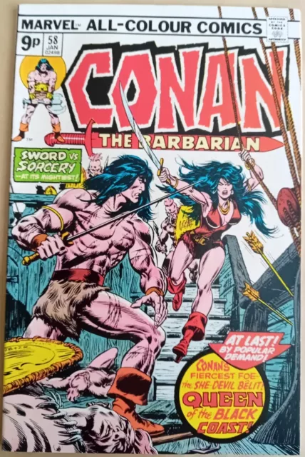 Conan the Barbarian #58 - FN (6.0) - Marvel 1976 - UK Price Variant - 1st Belit.