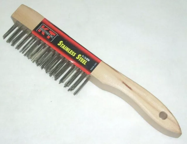 KT Industries 5-2215 Stainless Steel Wire Brush Shoe Handle 4 x 16 Hand Brush