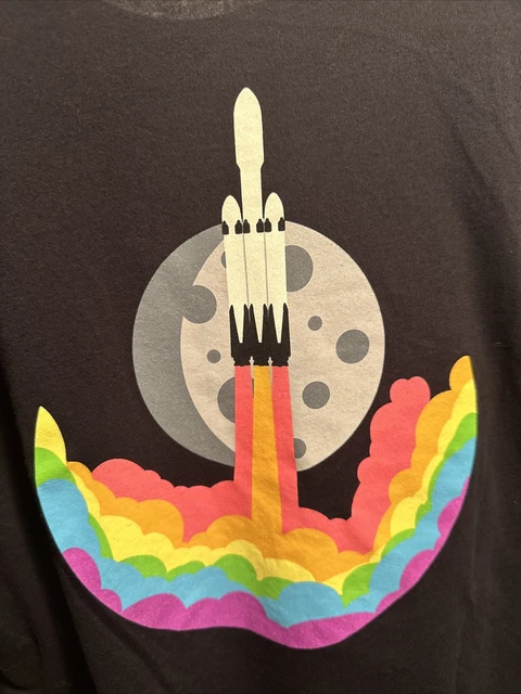 LARGE SpaceX PRIDE T-Shirt Black RARE Print 2-BM73 Elon Musk Tesla LGBTQ Gay