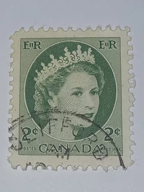 Timbre ancien Anglais reine elisabeth 2, Canada - marron