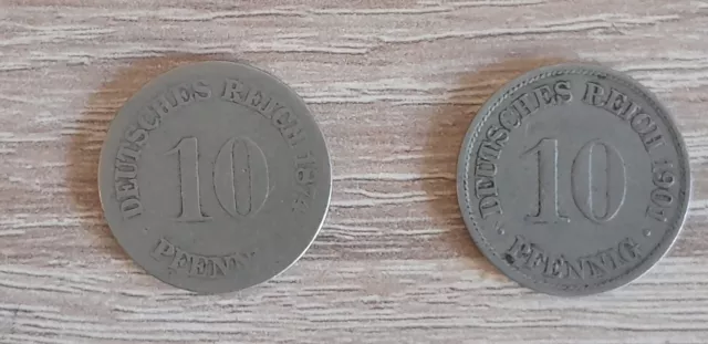 Fehlprägung, EINZELSTÜCK eines 10 Pfennig Stück von 1874 3