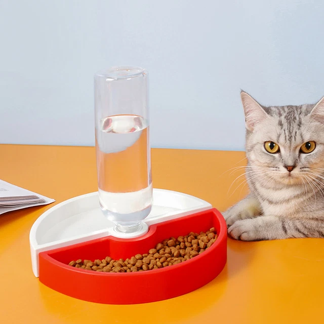 Dispensador de alimento para mascotas, principio sifón, colores vivos,
