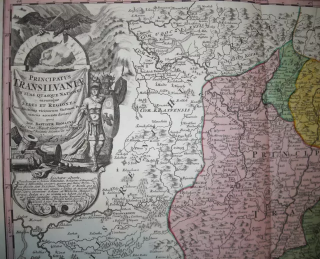 Antichissima Mappa Geografica-Cartografia Colorata-Transilvania-Bella Incisione