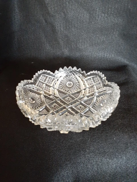 Vintage Antique American Brilliant Period ABP Cut Glass Sawtooth Bowl Candy Dish