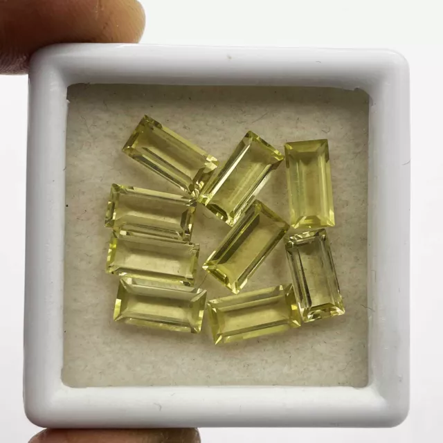 Natural Lemon Quartz Baguette Cut Loose Gemstone Lot 5 10 MM 9 Pcs 13 CT